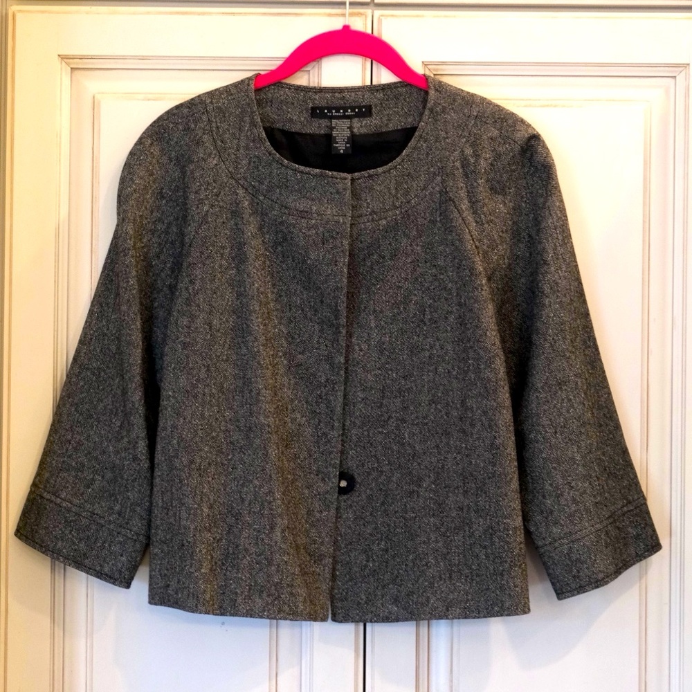 Laundry By Shelli Segal Cropped Wool Swing Jacket. Gray Jacket Size 4